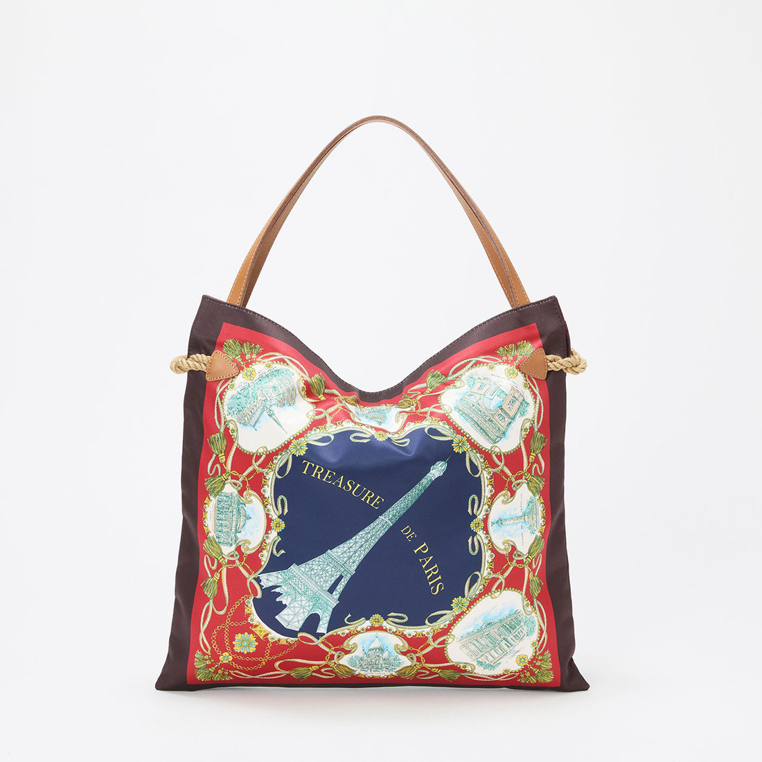 トプカピ TOPKAPI 【TREASURE TOPKAPI】マイルドサテン スカーフ柄 トートバッグ (チョコレート) チョコレート