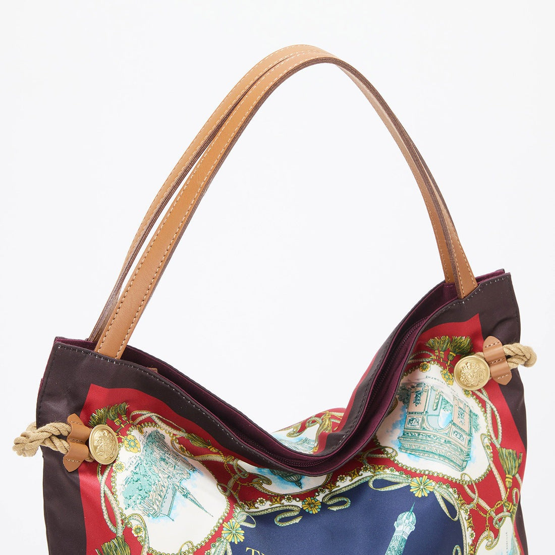 トプカピ TOPKAPI 【TREASURE TOPKAPI】マイルドサテン スカーフ柄 トートバッグ (チョコレート) チョコレート