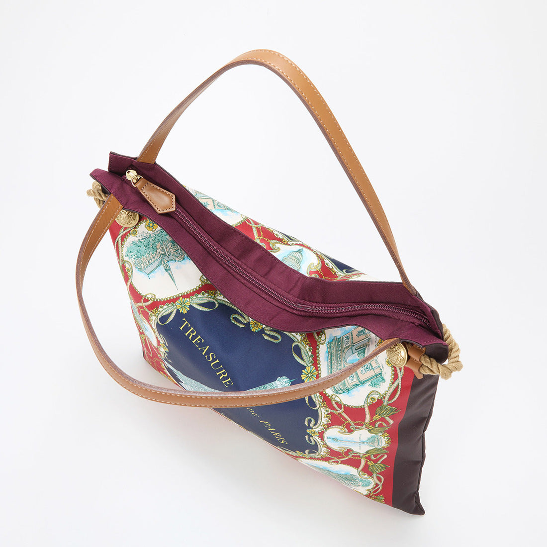 トプカピ TOPKAPI 【TREASURE TOPKAPI】マイルドサテン スカーフ柄 トートバッグ (チョコレート) チョコレート