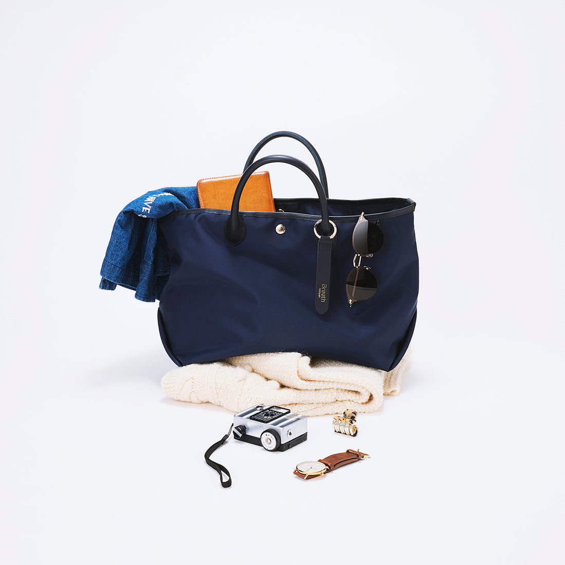 トプカピ TOPKAPI 【Breath TOPKAPI】ナイロン レザーハンドル シンプル トートバッグ / 軽量 / A4対応 (グレージュ) グレージュ