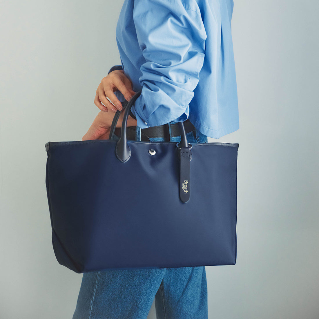 トプカピ TOPKAPI 【Breath TOPKAPI】ナイロン レザーハンドル シンプル トートバッグ / 軽量 / A4対応 (ネイビー) ネイビー