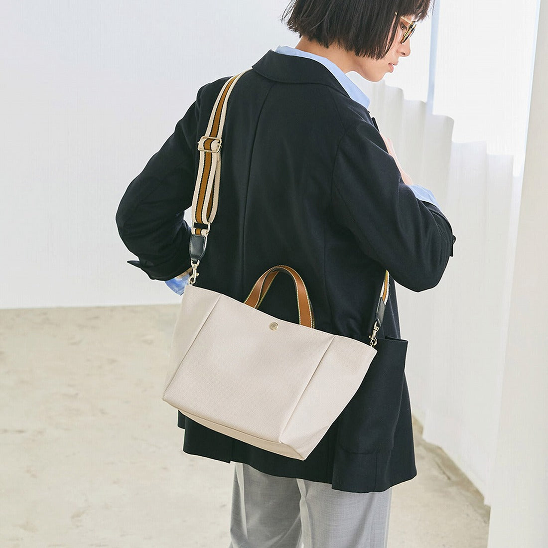 【雑誌掲載】トプカピ TOPKAPI アクリル ストライプ ショルダーベルト 38㎜