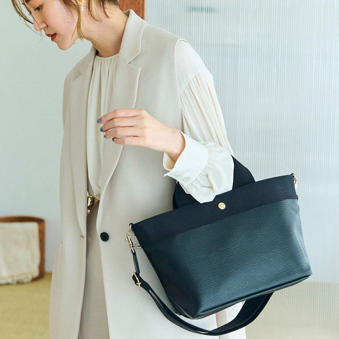 トプカピ TOPKAPI RIPPLE リプル ショルダー付き B5 トート バッグ 撥水 (ブラック) ブラック