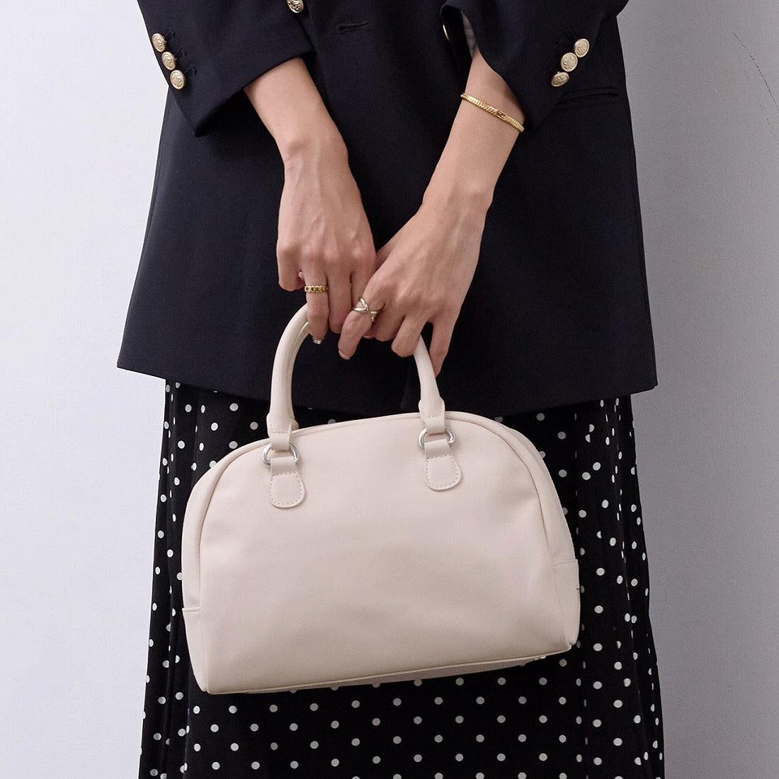 トプカピ TOPKAPI 【TREASURE TOPKAPI】スムースレザー ロゴ ボストン バッグ,オフ