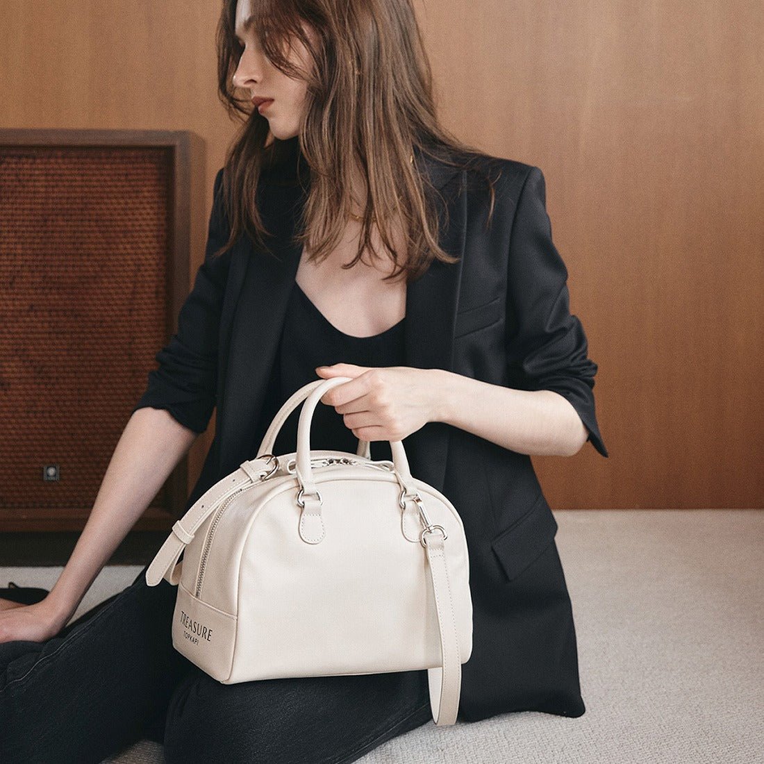 トプカピ TOPKAPI 【TREASURE TOPKAPI】スムースレザー ロゴ ボストン バッグ