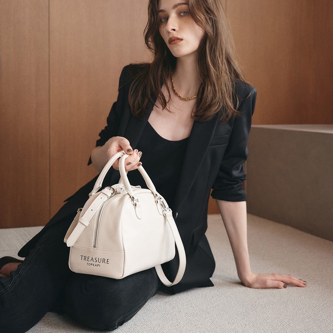 トプカピ TOPKAPI 【TREASURE TOPKAPI】スムースレザー ロゴ ボストン バッグ