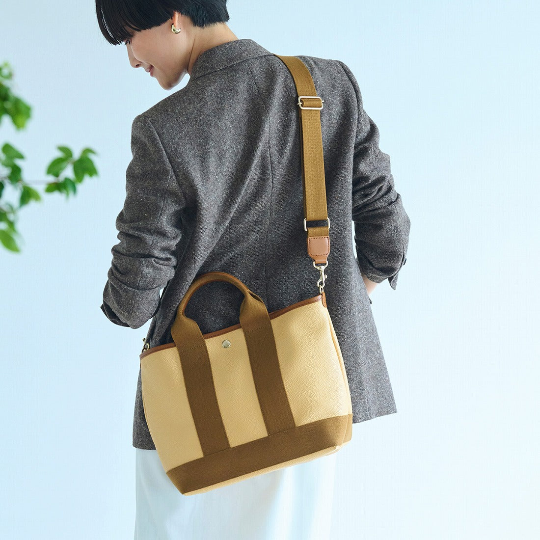 トプカピ TOPKAPI スコッチグレイン ネオレザー トート バッグ ショルダー付き M (イエロー) イエロー