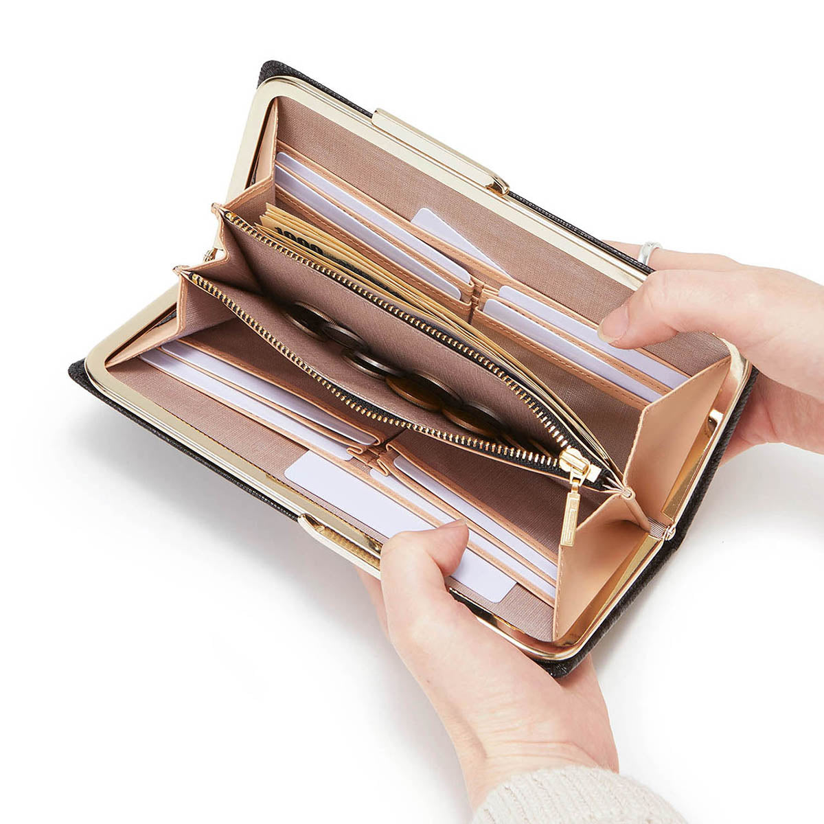 TOPKAPI LUCIA Italian leather, lizard embossed, clasp purse