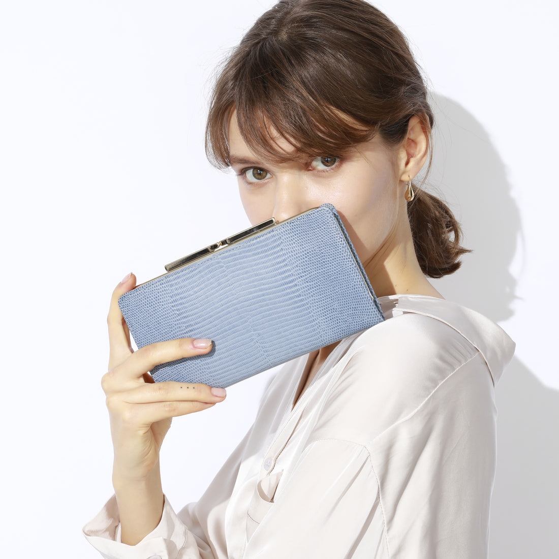 TOPKAPI LUCIA Italian leather, lizard embossed, clasp purse