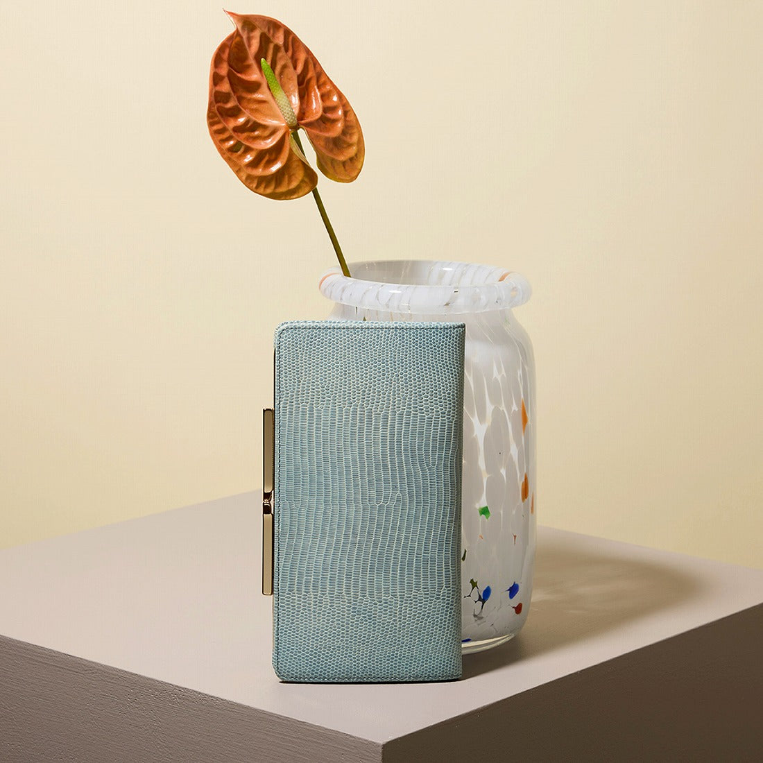 TOPKAPI LUCIA Italian leather, lizard embossed, clasp purse