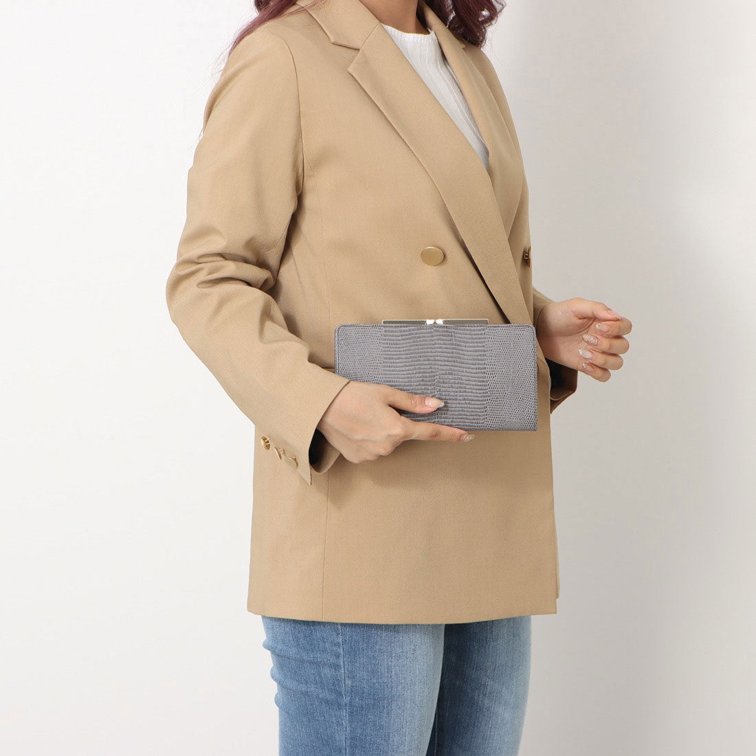 TOPKAPI LUCIA Italian leather, lizard embossed, clasp purse