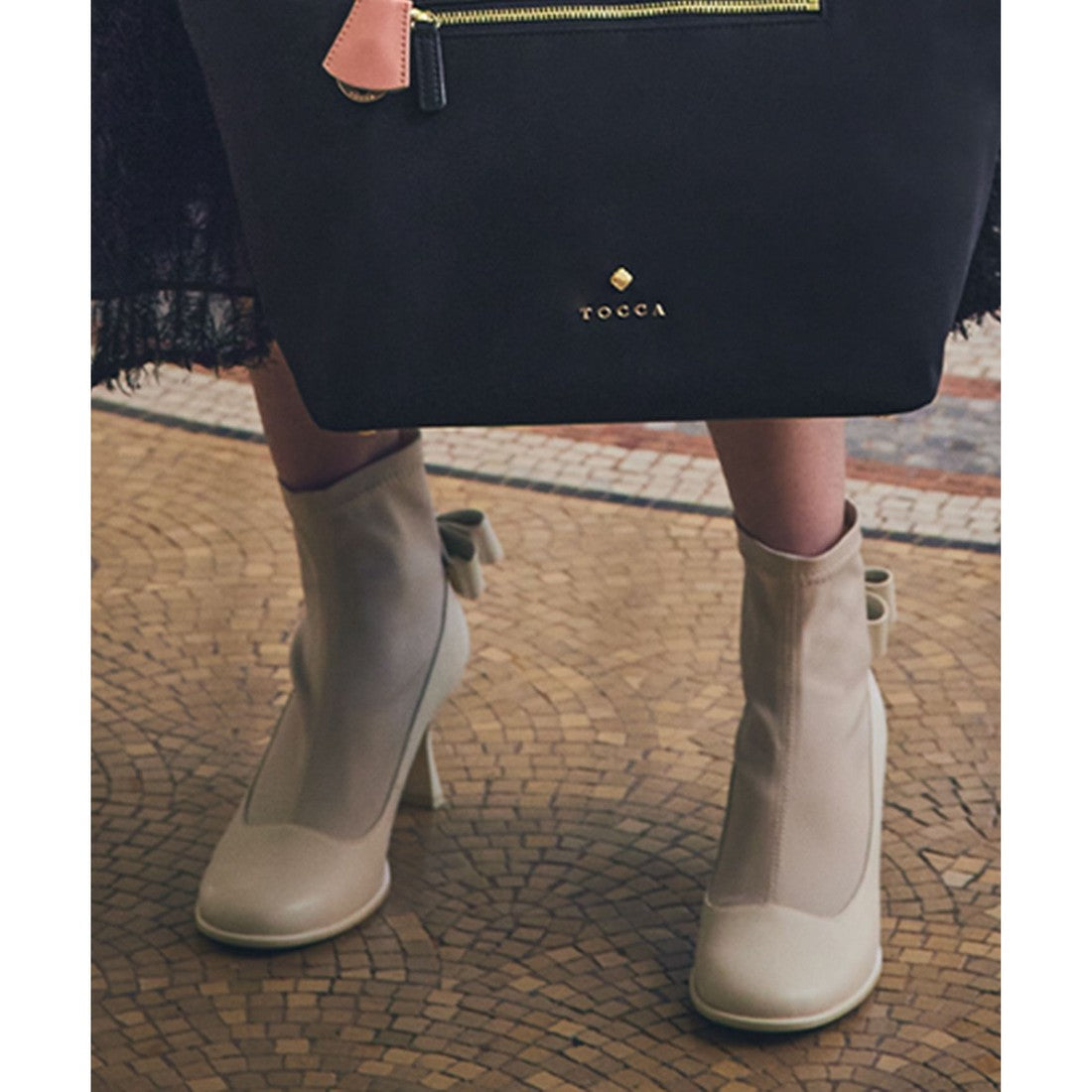 TOCCA BACK RIBBON SHORTBOOTS ショートブーツ (ベージュ系) ベージュ系