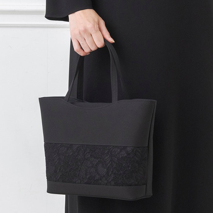 トウキョウソワール 東京ソワール レース切り替えのフォーマルトートバッグ (ブラック) ブラック