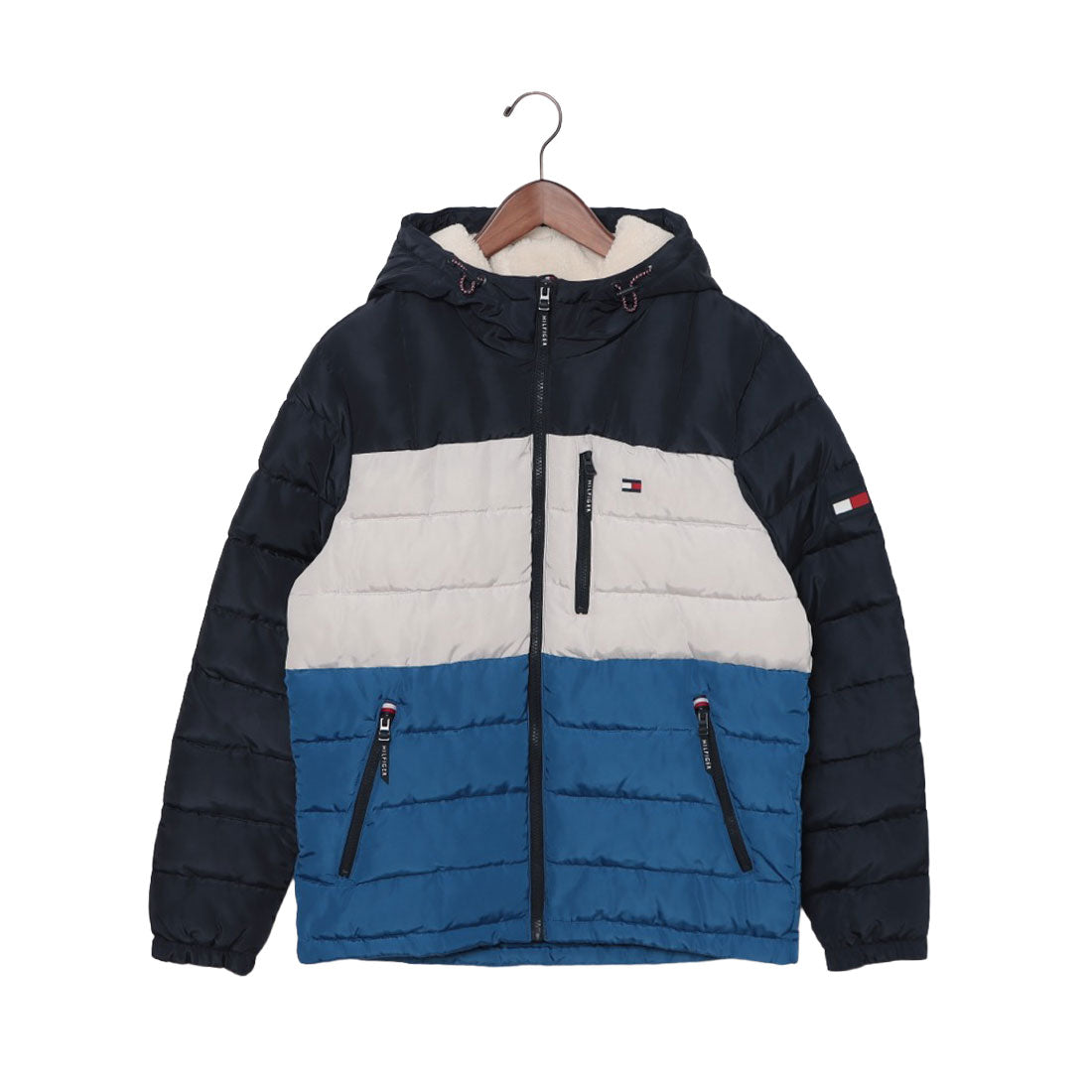 トミー ヒルフィガー TOMMY HILFIGER QUILTED POLYTWILL PUFFER JACKET WITH SHERPALINED HOODY アウター (ロイヤルブルーコンボ) ロイヤルブルーコンボ