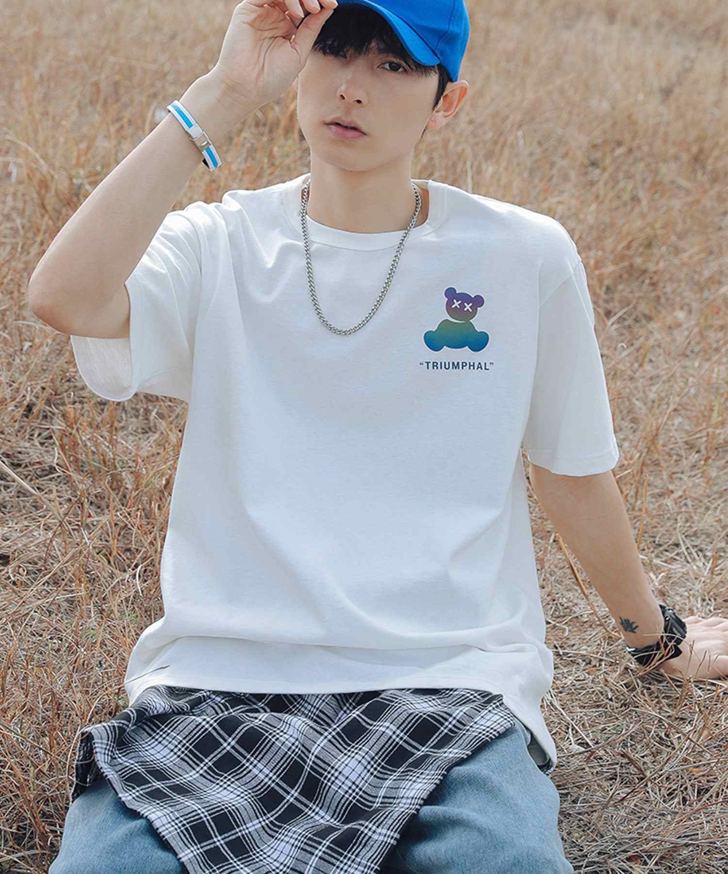 フック HOOK 【HOOK】ベアプリント◇ビッグtシャツ (ホワイト) ホワイト