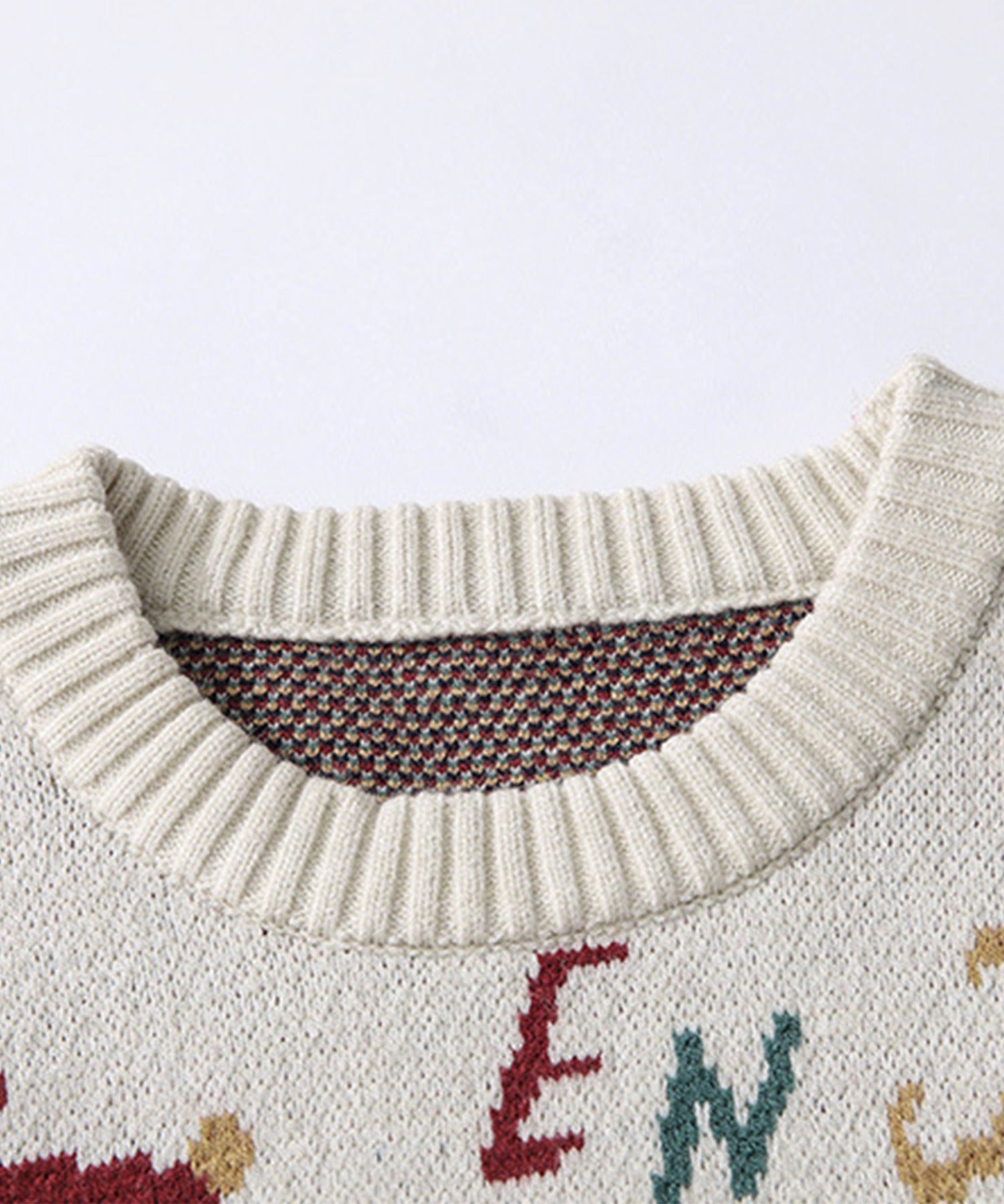 フック HOOK 【HOOK】ユニセックス かわいい恐竜イラストニット風スウェット (ベージュ) ベージュ