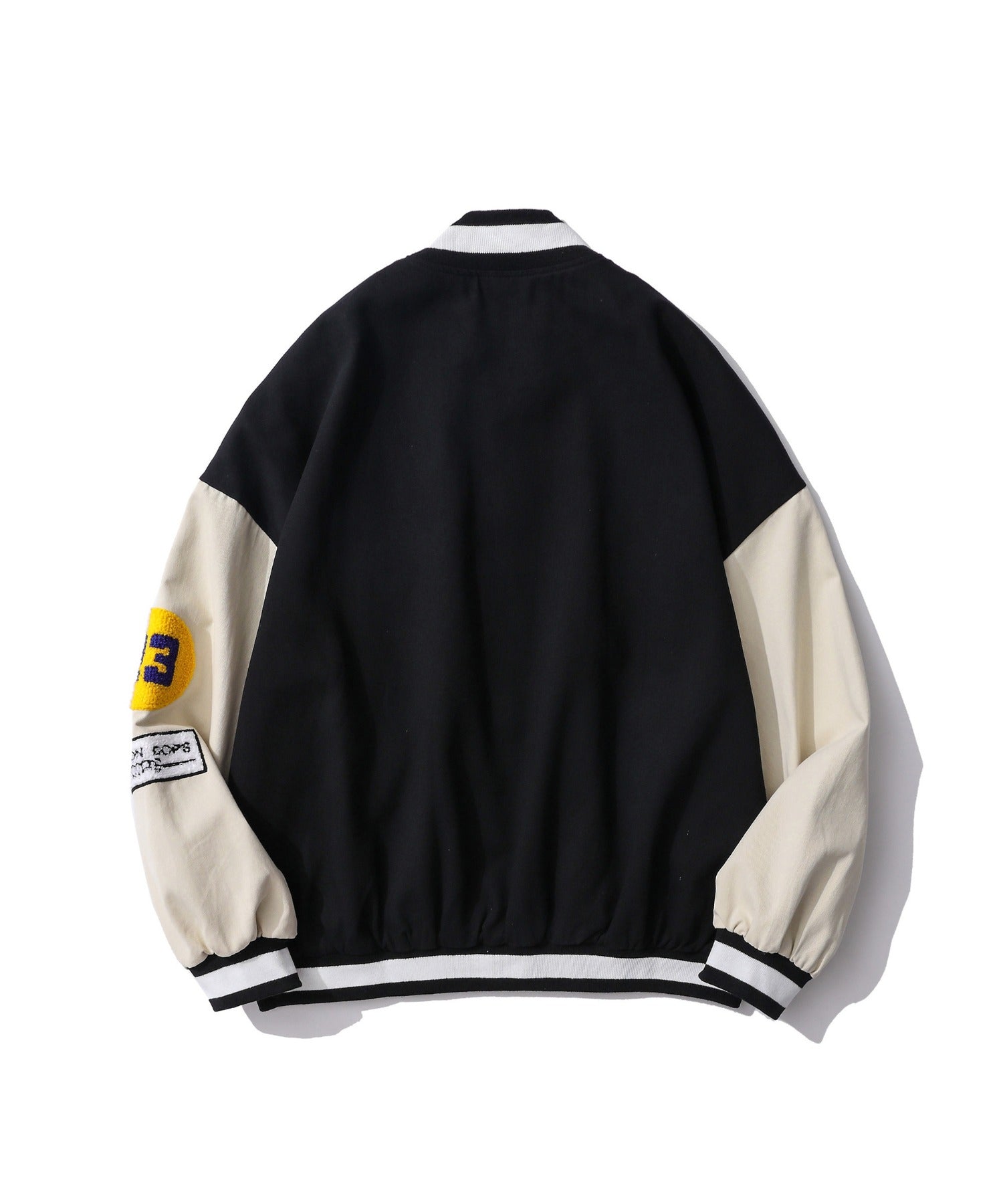 フック HOOK HOOK新作 ユニセックス アメカジ袖配色切り替えドッキングブルゾン ワッペン刺繍入り (レッド) レッド