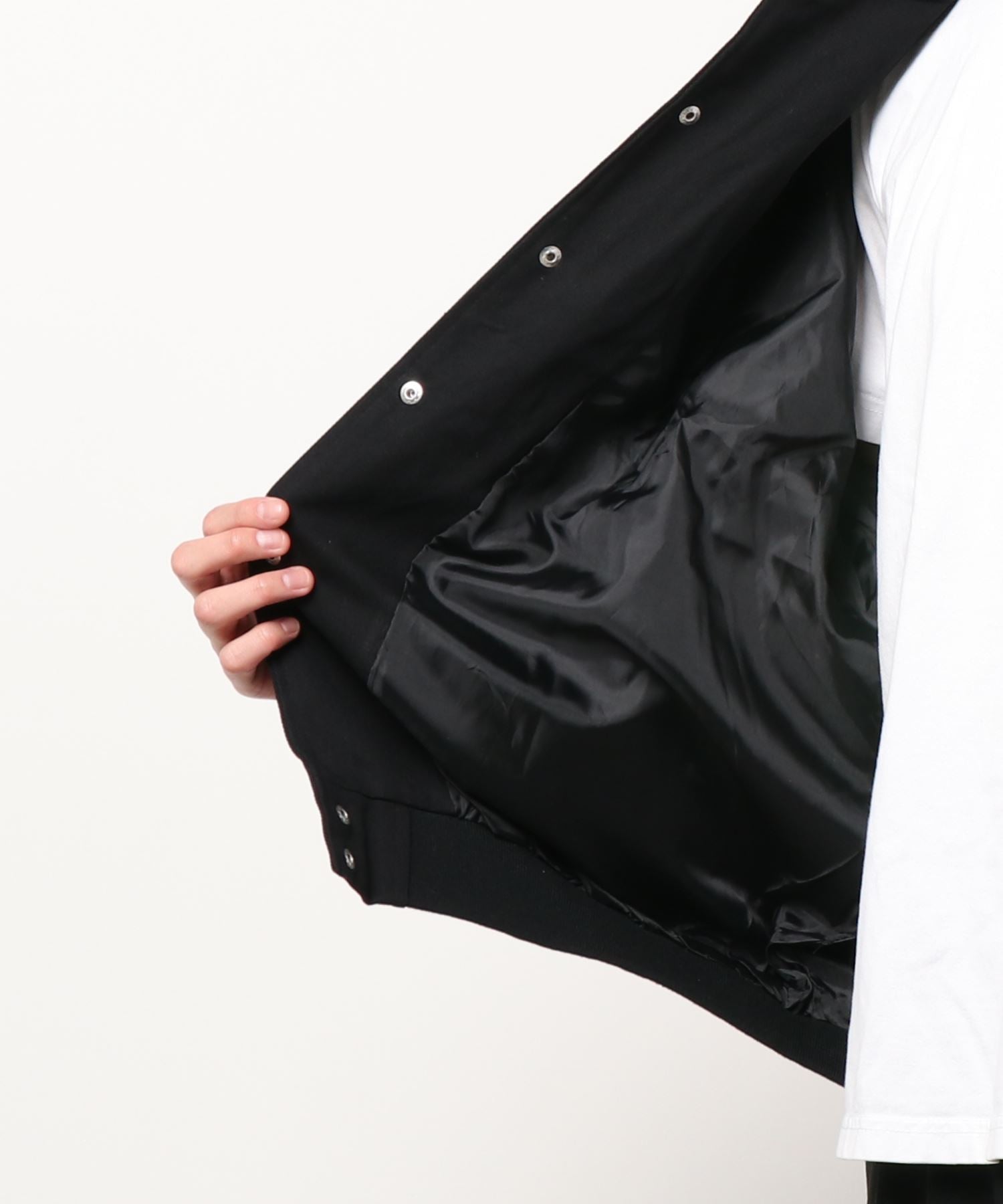 フック HOOK HOOK新作 ユニセックス アメカジ袖配色切り替えドッキングブルゾン ワッペン刺繍入り (レッド) レッド