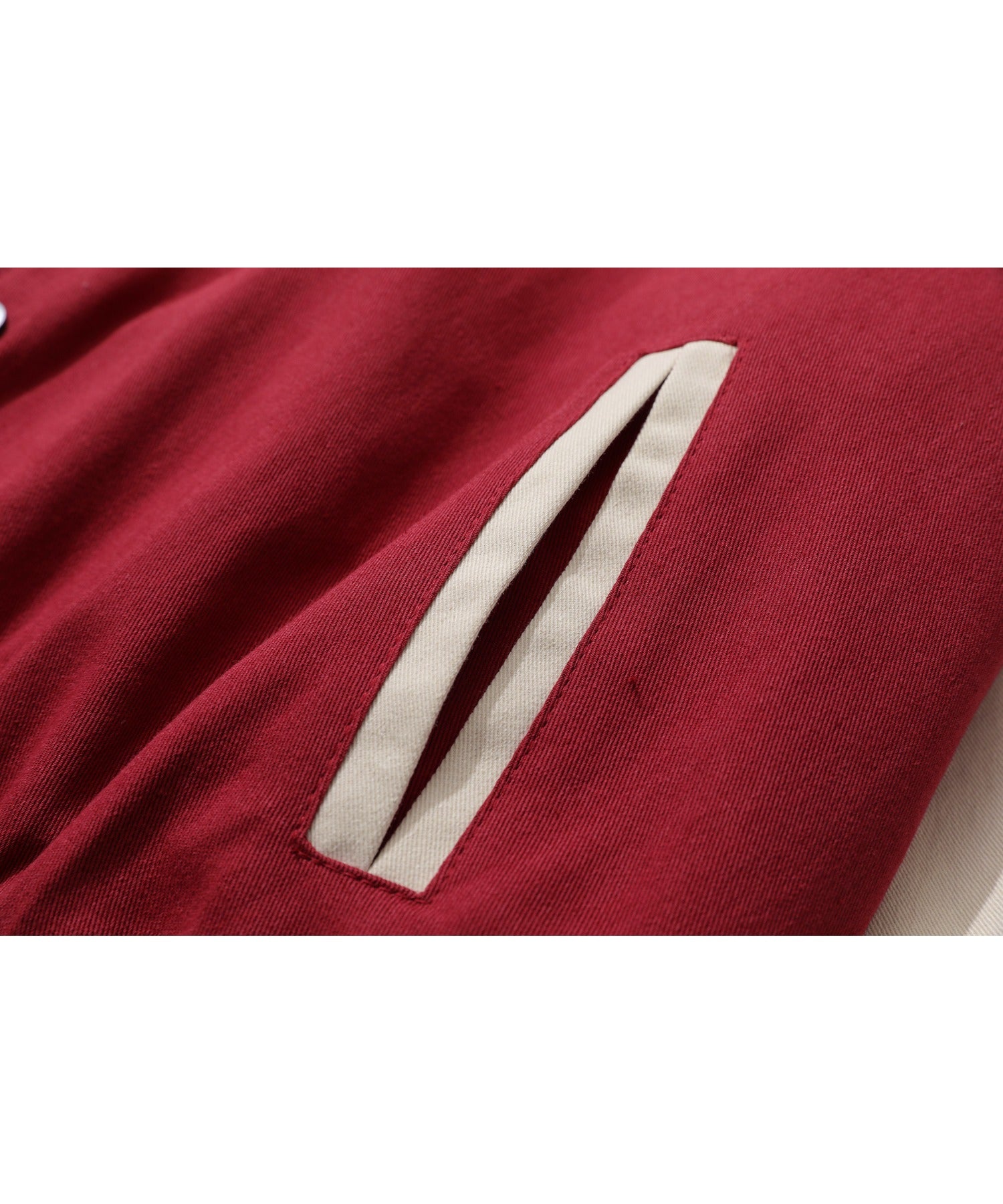 フック HOOK HOOK新作 ユニセックス アメカジ袖配色切り替えドッキングブルゾン ワッペン刺繍入り (レッド) レッド