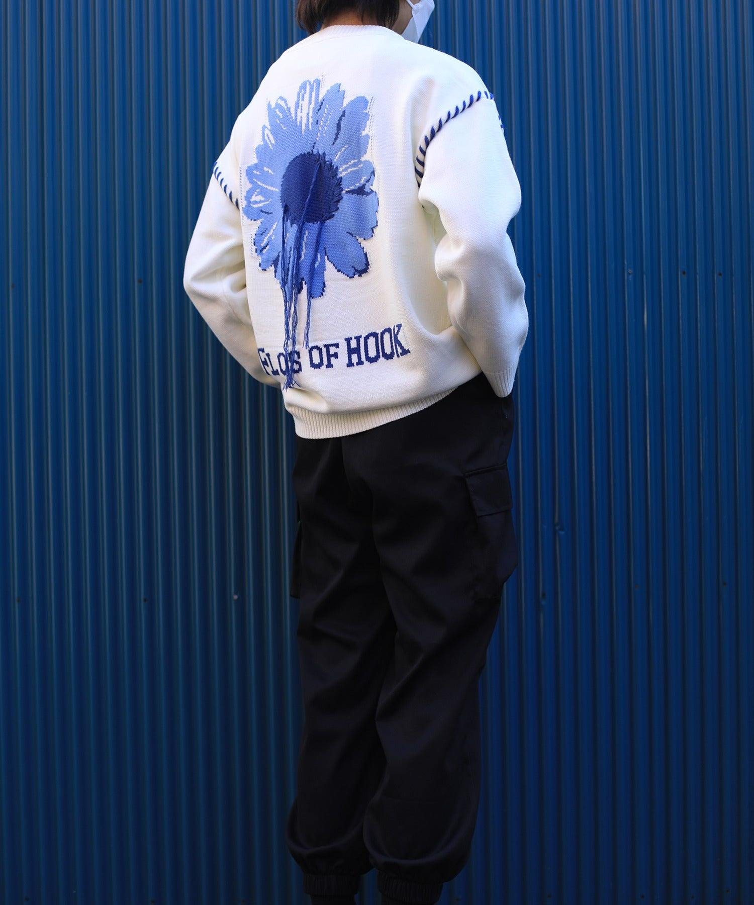 フック HOOK 【HOOK 】ーoriginalー 個性派レイジーステッチフリンジ付きマーガレットニットプルオーバー