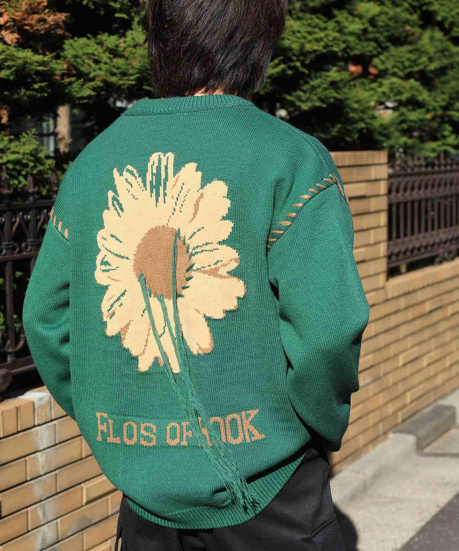 フック HOOK 【HOOK 】ーoriginalー 個性派レイジーステッチフリンジ付きマーガレットニットプルオーバー