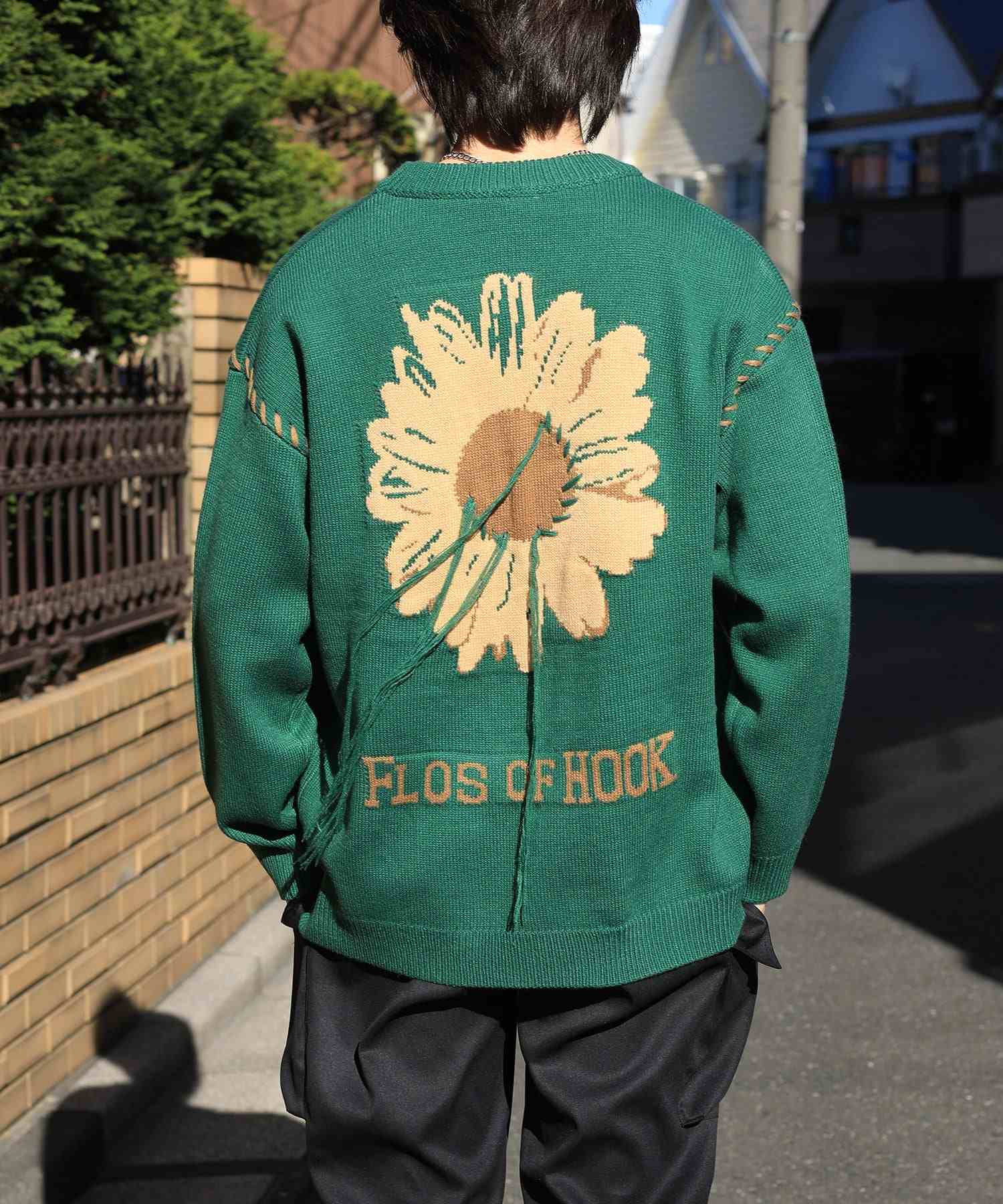 フック HOOK 【HOOK 】ーoriginalー 個性派レイジーステッチフリンジ付きマーガレットニットプルオーバー