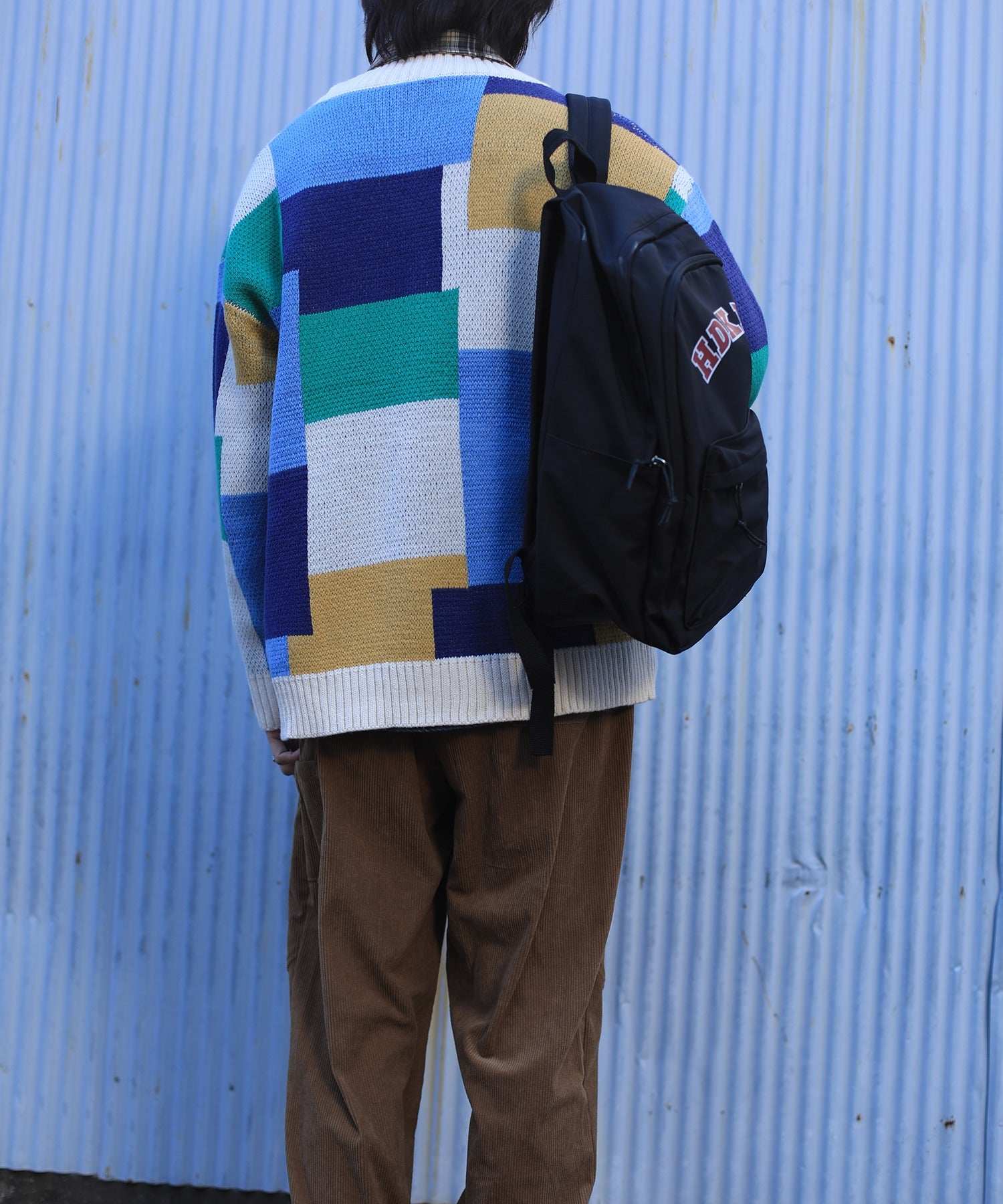 フック HOOK 【HOOK】ーoriginalー レトロ調アニマル・配色パッチワークニットカーディガン (アイボリー) アイボリー