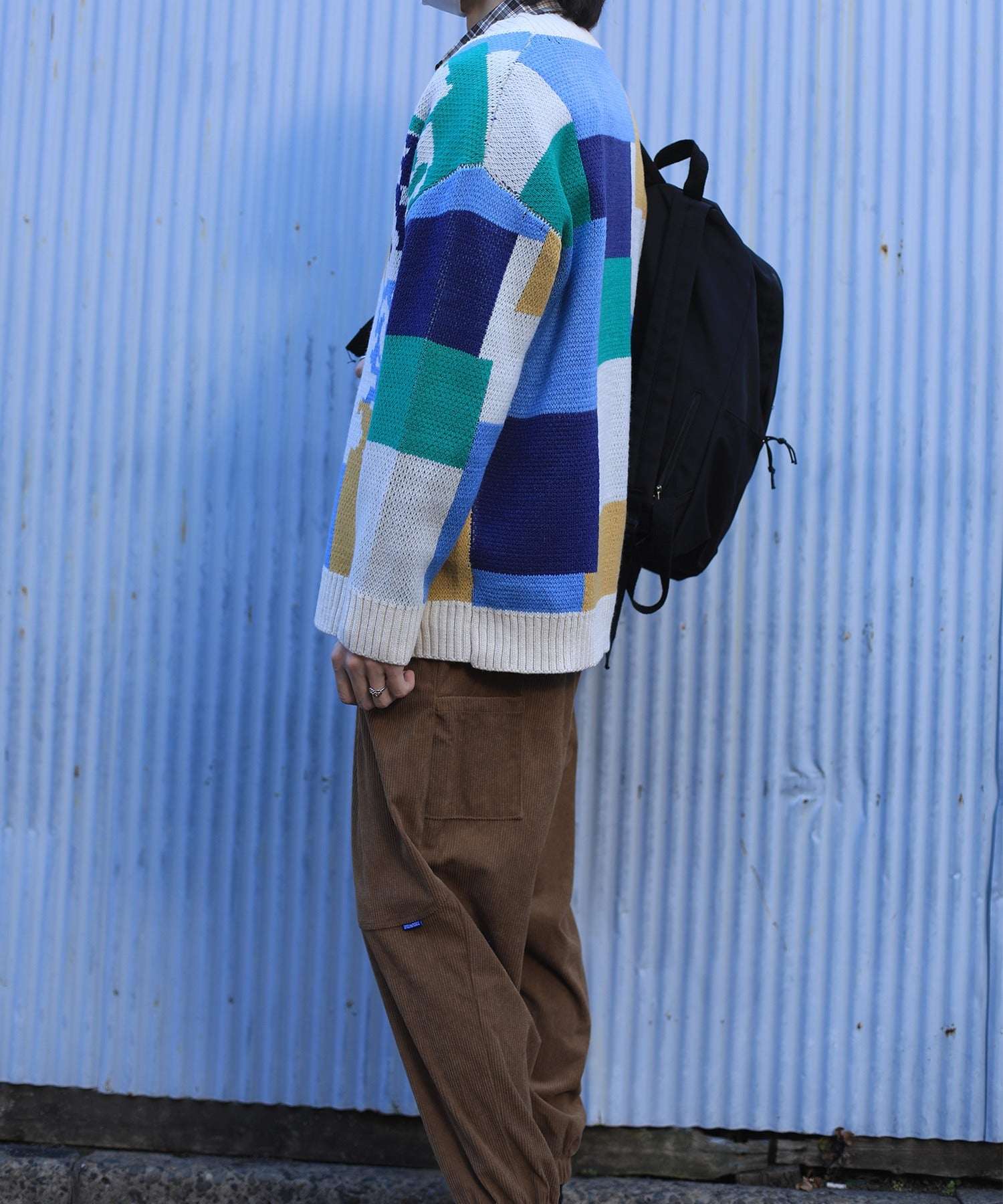 フック HOOK 【HOOK】ーoriginalー レトロ調アニマル・配色パッチワークニットカーディガン (アイボリー) アイボリー