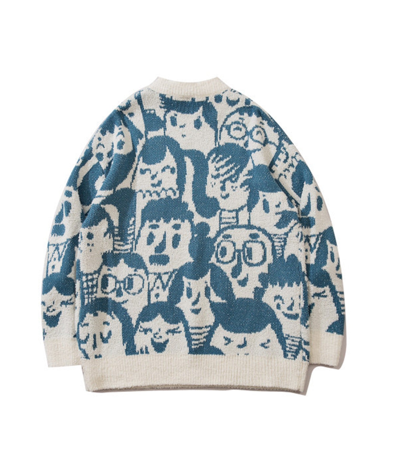 フック HOOK 【HOOK】いろんな顔総柄ニット風スウェット (ブラック) ブラック