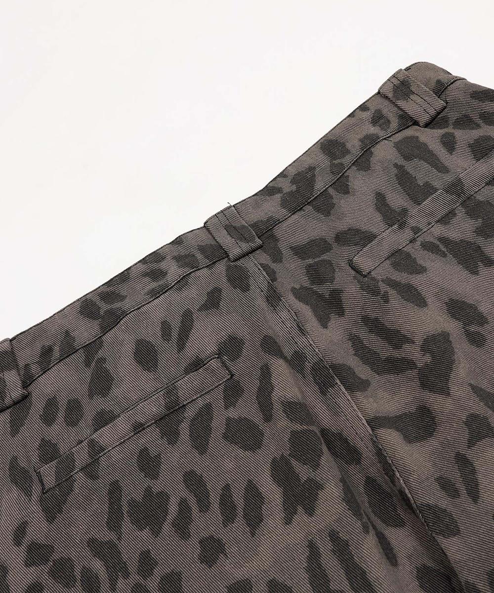 フック HOOK HOOK -select- レオパード柄ボリューム切り替えカーブワークパンツ (グレー) グレー