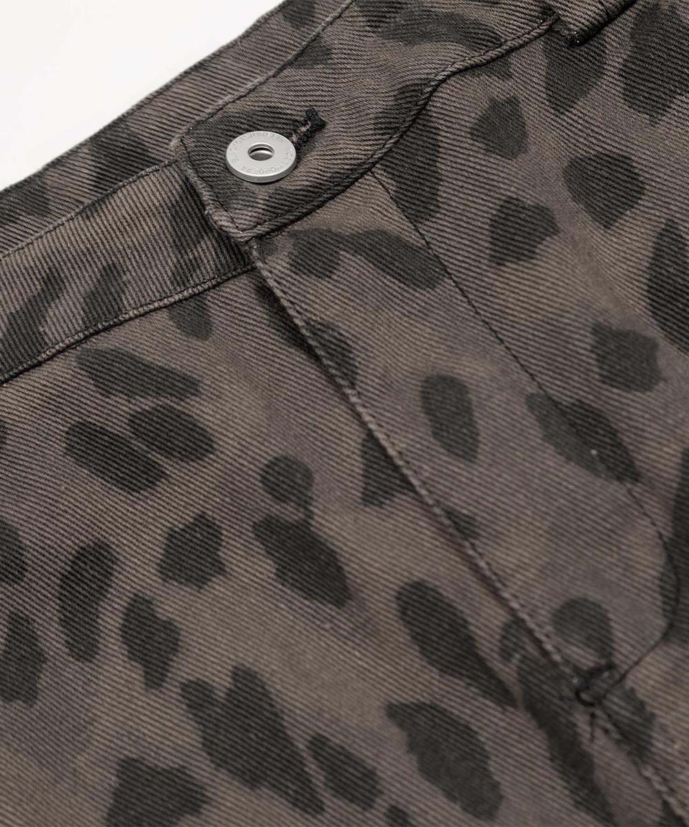 フック HOOK HOOK -select- レオパード柄ボリューム切り替えカーブワークパンツ (グレー) グレー