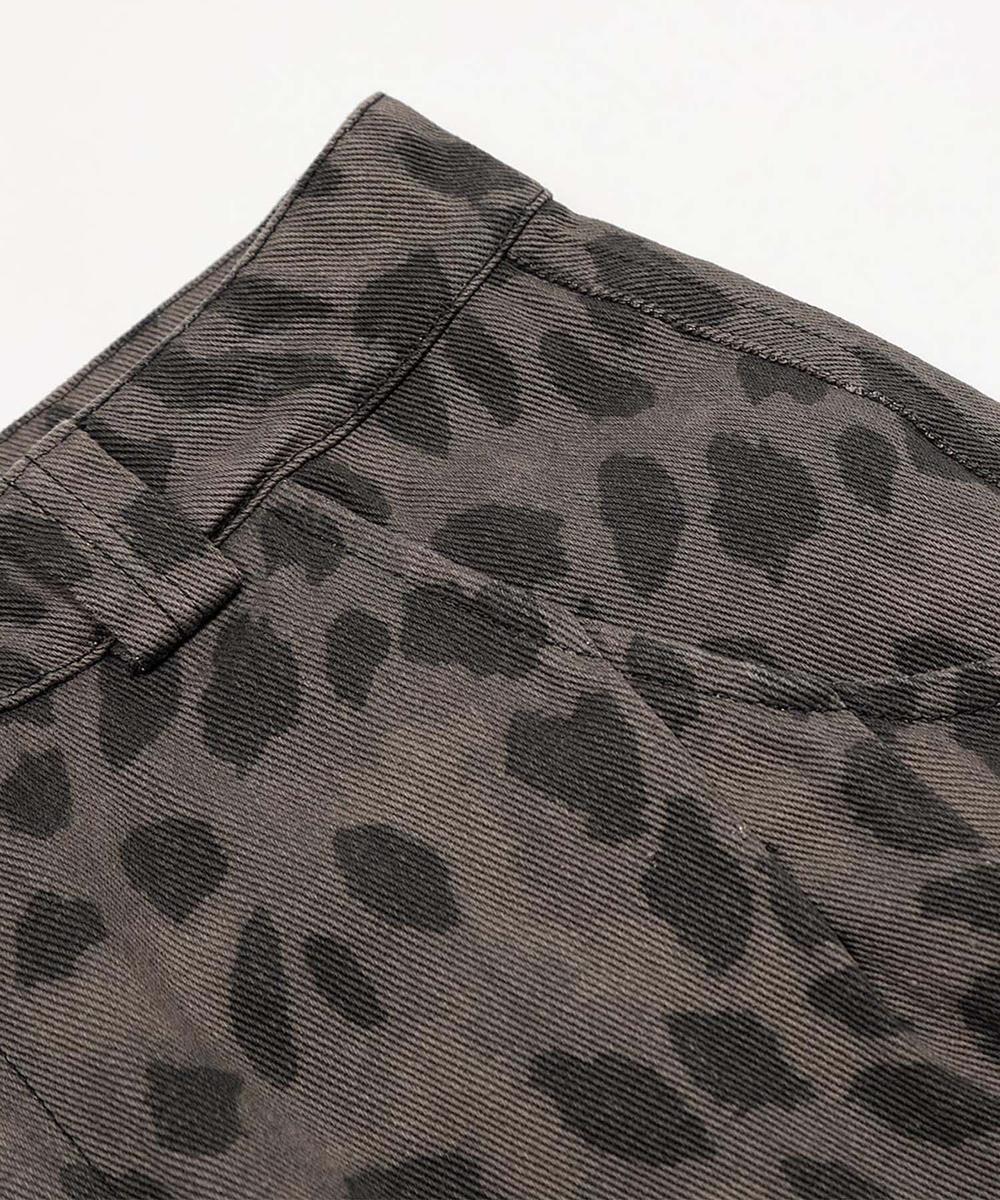 フック HOOK HOOK -select- レオパード柄ボリューム切り替えカーブワークパンツ (グレー) グレー