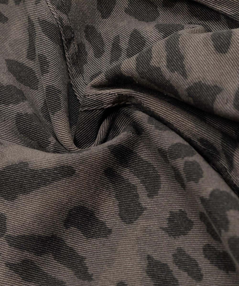 フック HOOK HOOK -select- レオパード柄ボリューム切り替えカーブワークパンツ (グレー) グレー