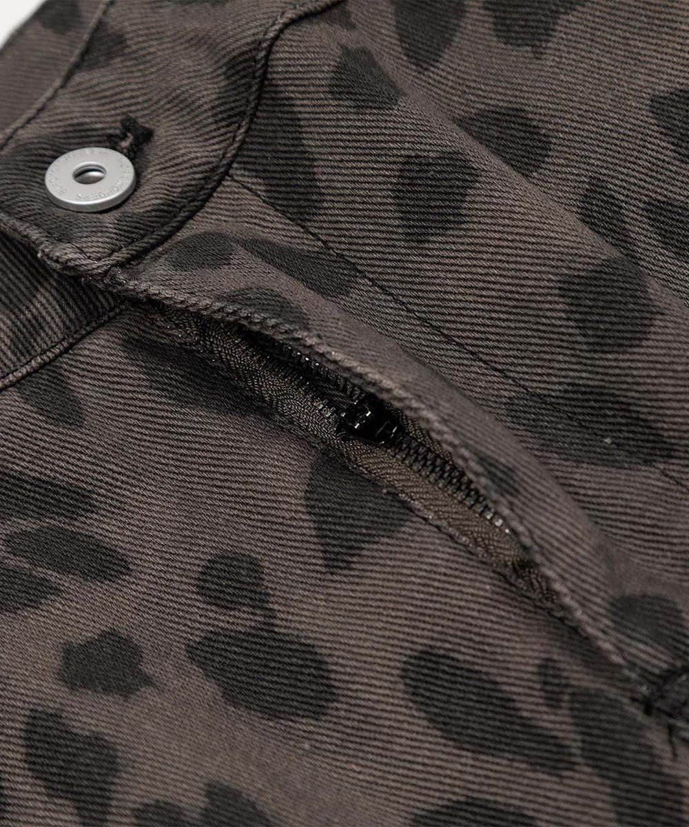 フック HOOK HOOK -select- レオパード柄ボリューム切り替えカーブワークパンツ (グレー) グレー