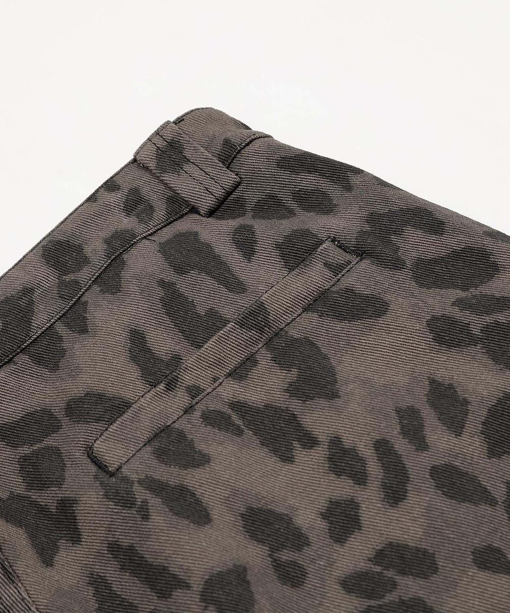 フック HOOK HOOK -select- レオパード柄ボリューム切り替えカーブワークパンツ (グレー) グレー