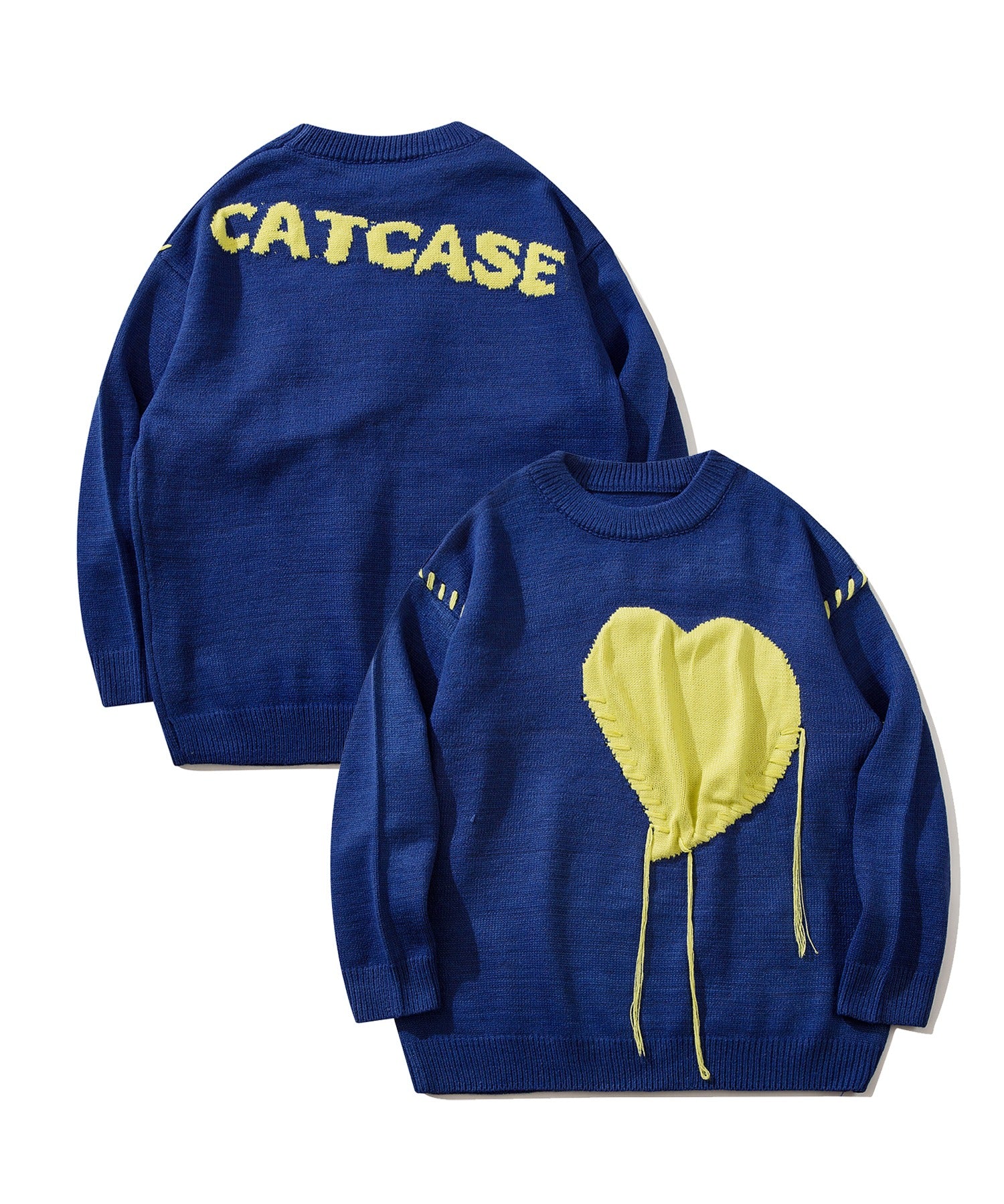 フック HOOK 【HOOK】個性派・ハートニット風スウェット (ネイビー) ネイビー