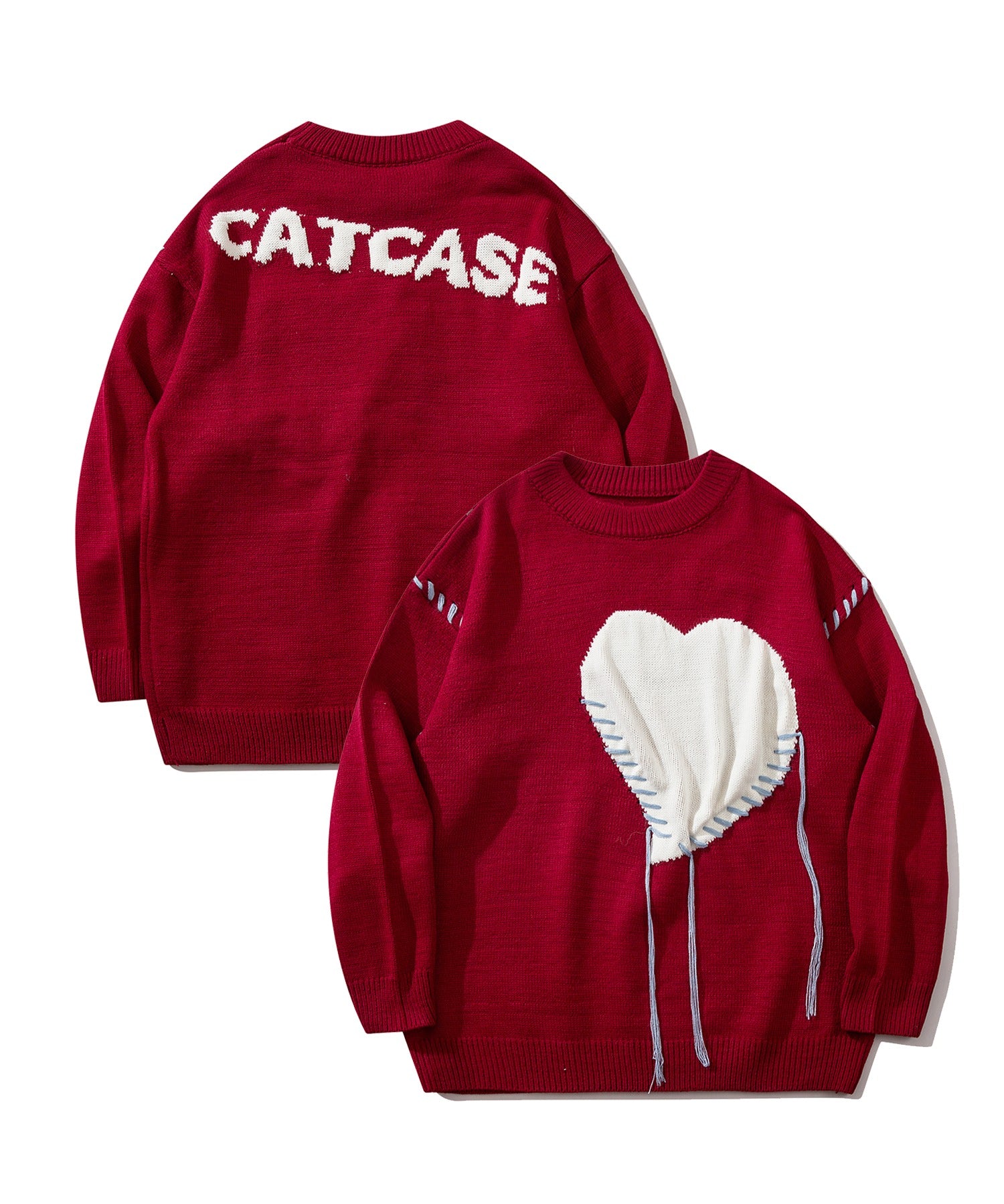 フック HOOK 【HOOK】個性派・ハートニット風スウェット (レッド) レッド