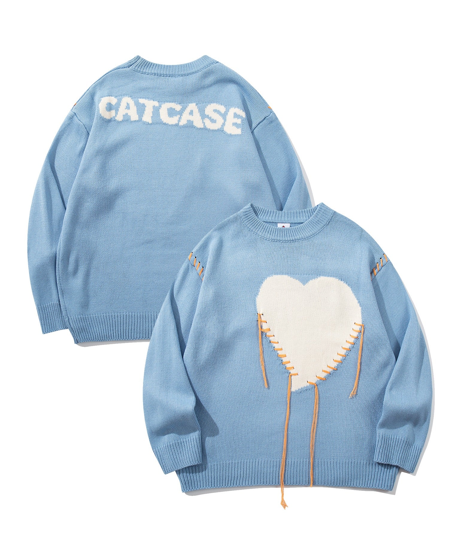 フック HOOK 【HOOK】個性派・ハートニット風スウェット (ブルー) ブルー