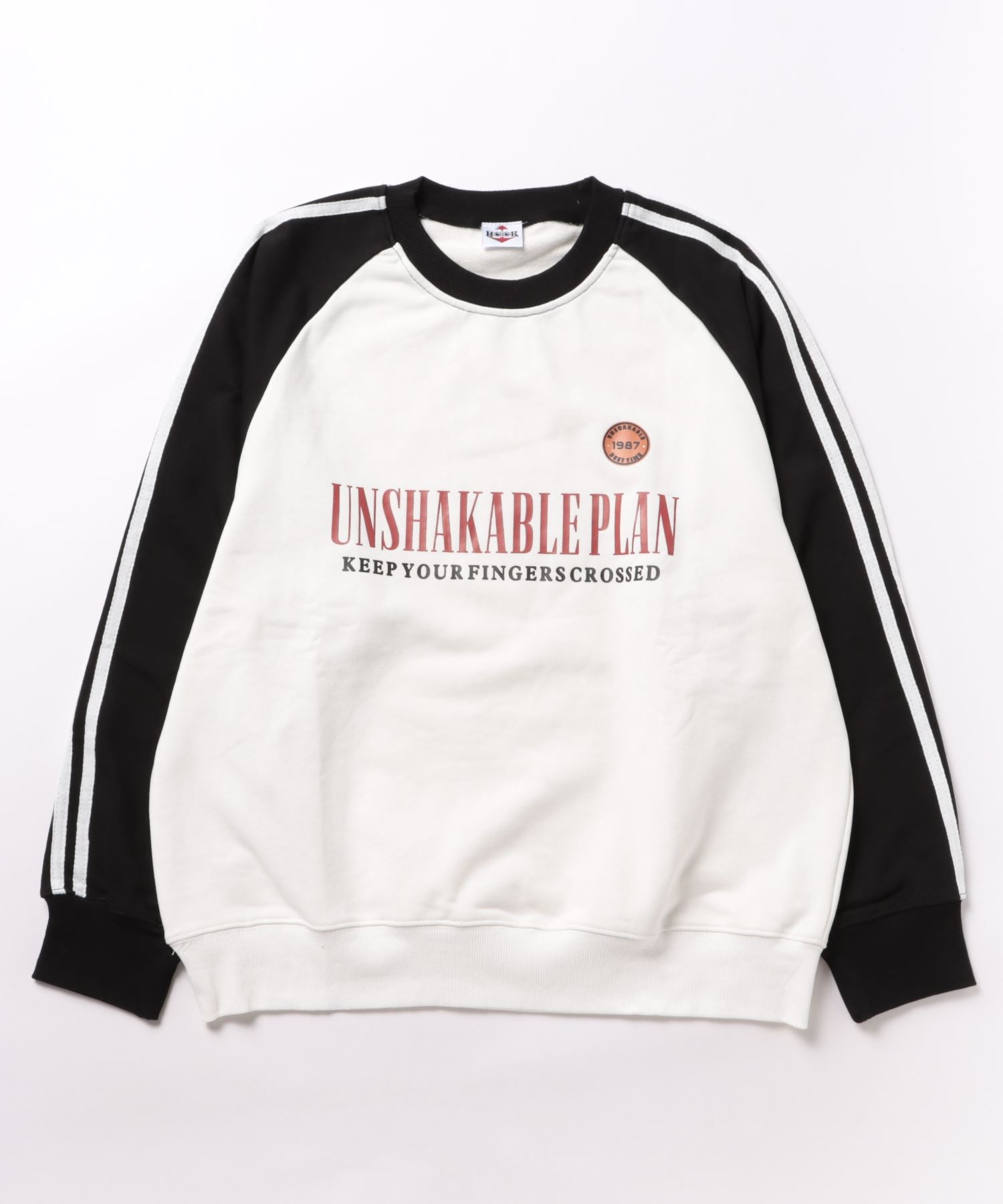 フック HOOK 【HOOK】配色袖切り替えラインテーププルオーバー (ホワイト) ホワイト