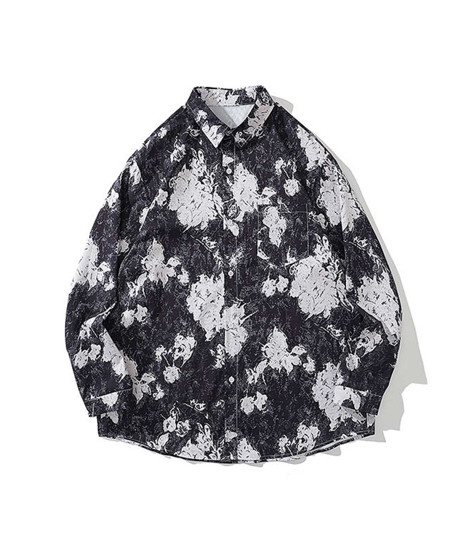 フック HOOK 【HOOK】古着風総柄デザイン 長袖シャツ