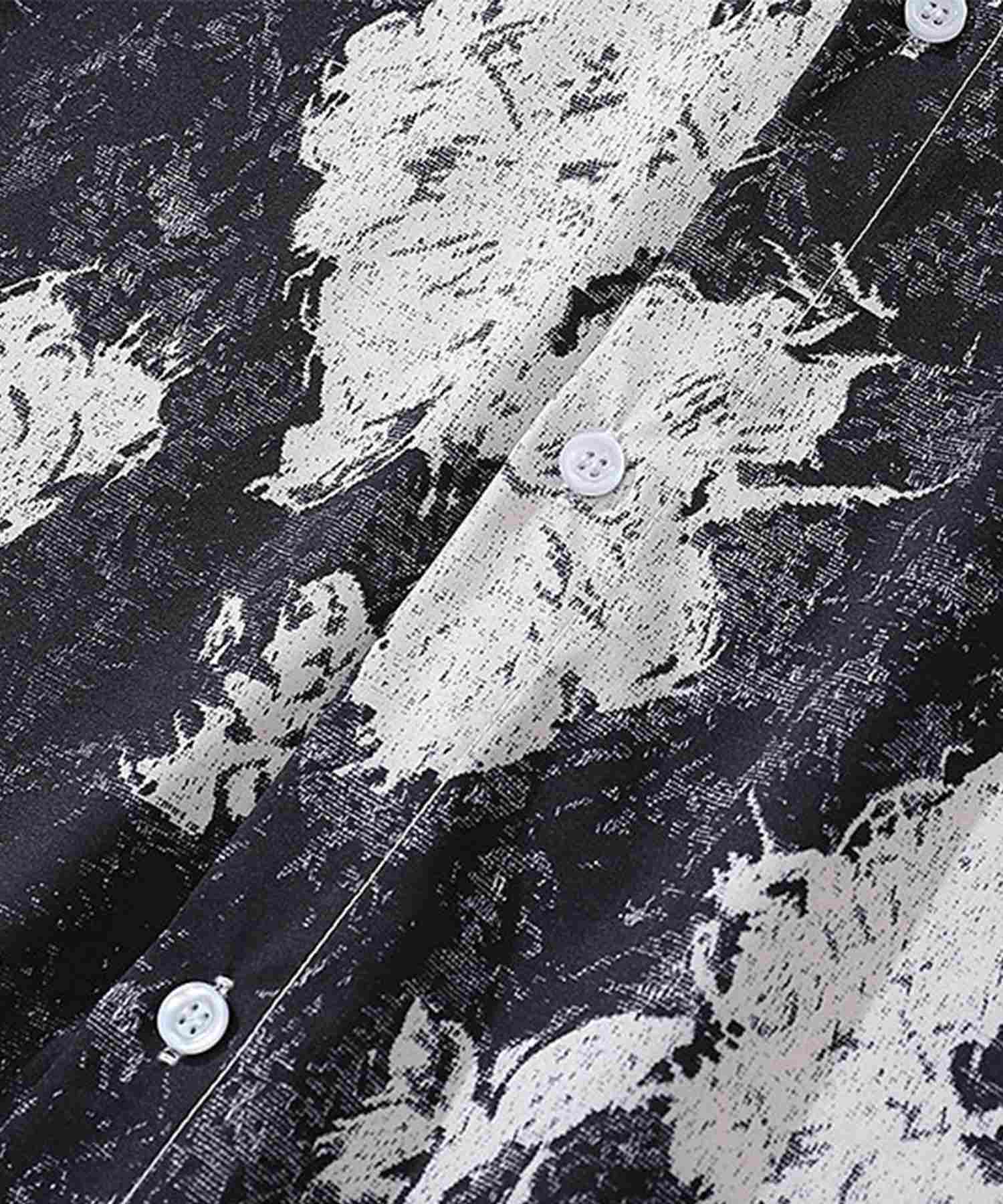 フック HOOK 【HOOK】古着風総柄デザイン 長袖シャツ