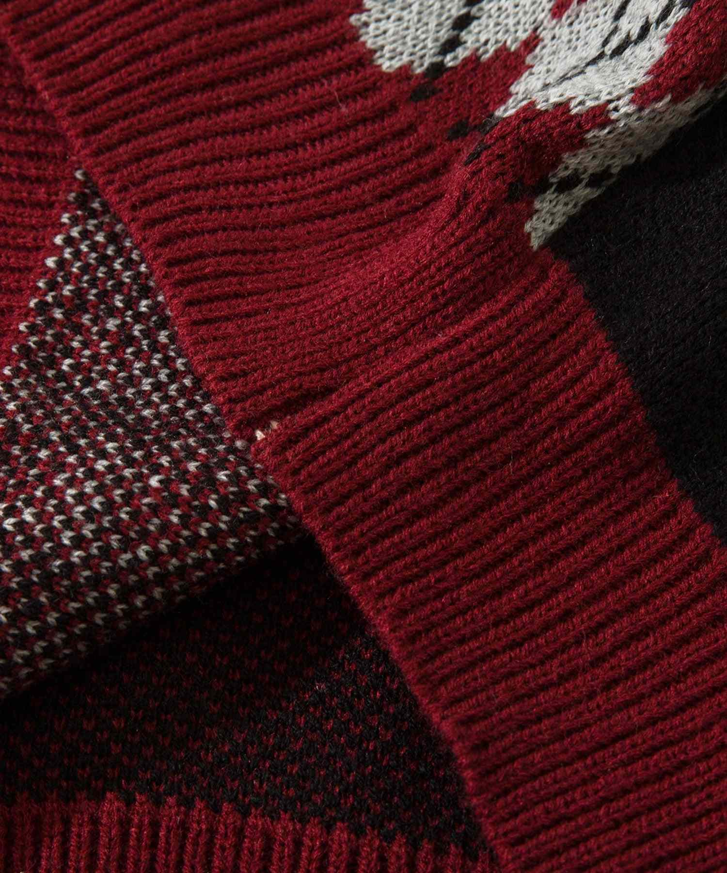 フック HOOK HOOK ーoriginalー 古著風 復古調兔子刺繡配色菱格紋翻領針織衫