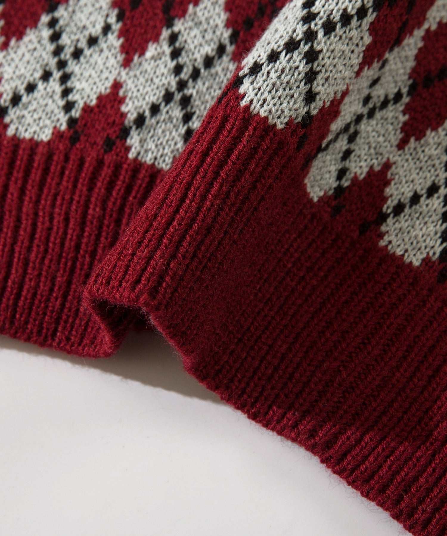 フック HOOK HOOK ーoriginalー 古著風 復古調兔子刺繡配色菱格紋翻領針織衫