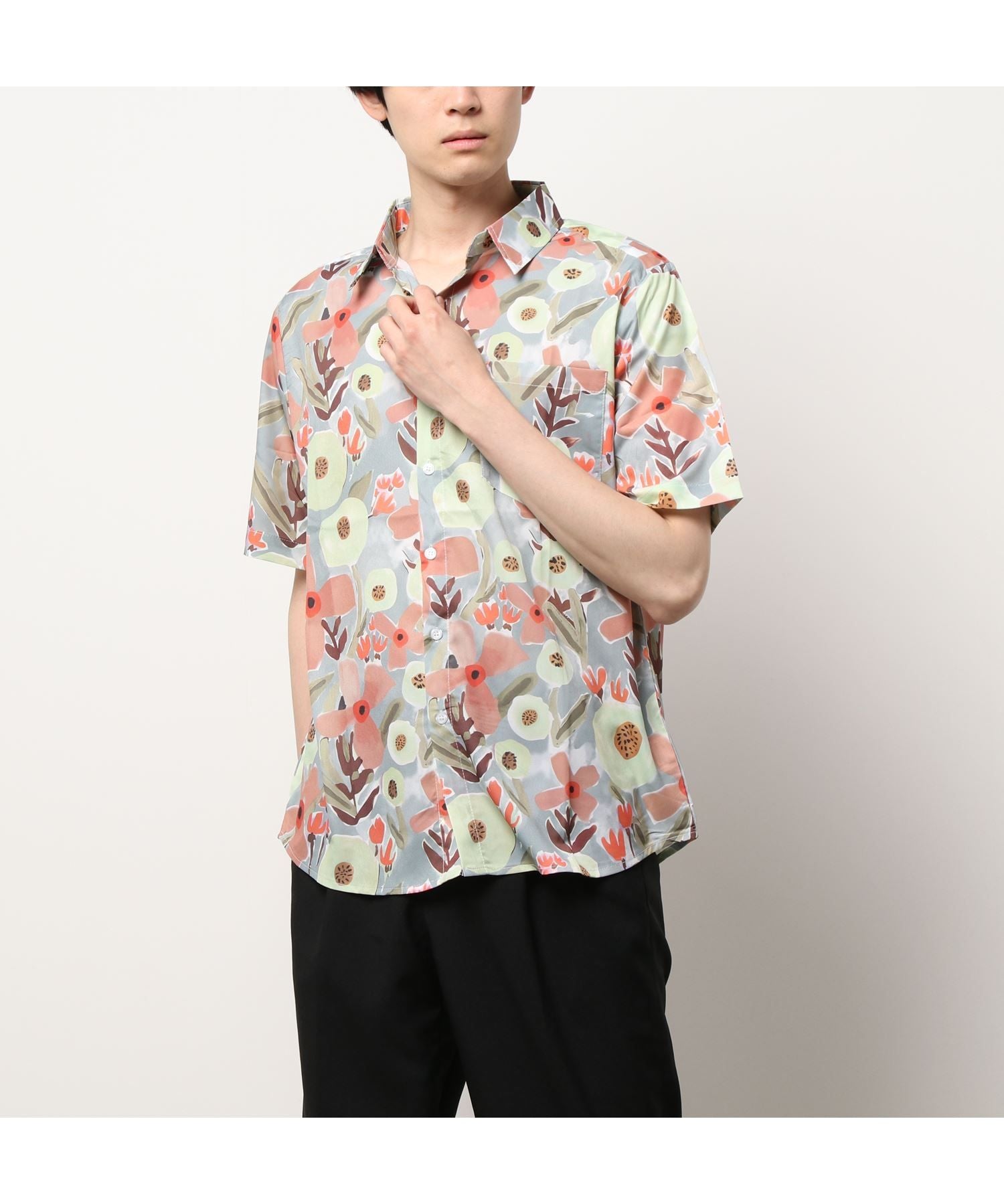 フック HOOK HOOKー 個性派 古着風総柄ビッグオーバーシャツ