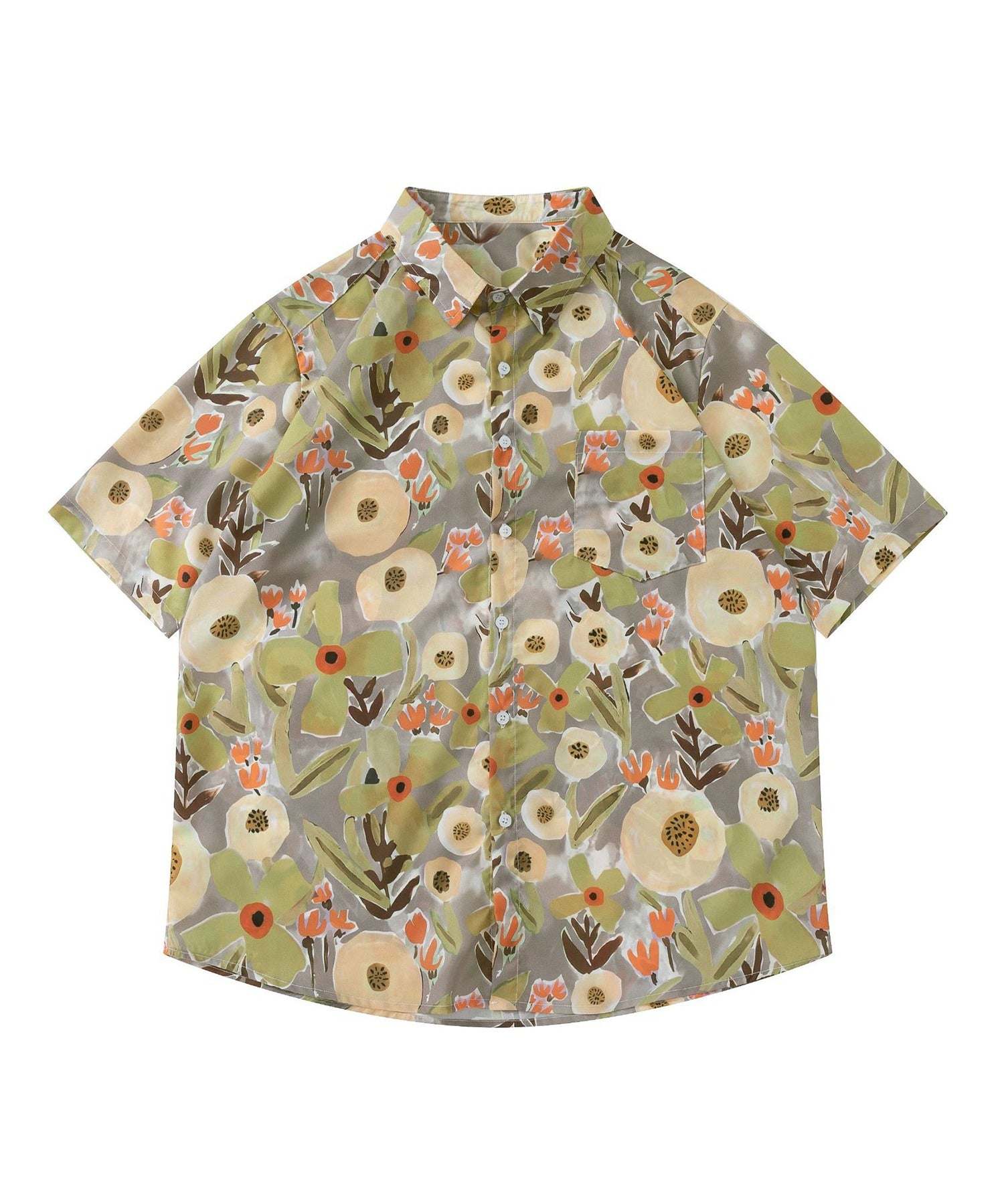 フック HOOK HOOKー 個性派 古着風総柄ビッグオーバーシャツ