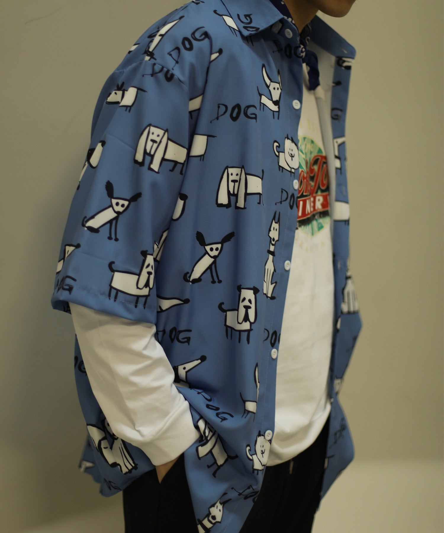 フック HOOK 【HOOK】古着風総柄ビッグアロハシャツ (ブルー系その他) ブルー系その他