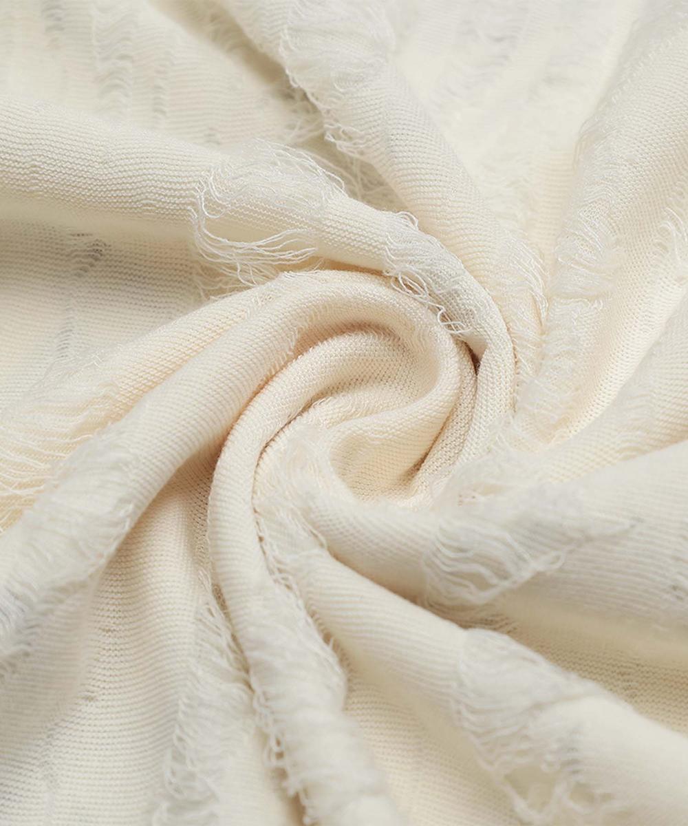 フック HOOK 【HOOK】for girls リボンプリントオープンショルダーダメージトップス (ベージュ) ベージュ