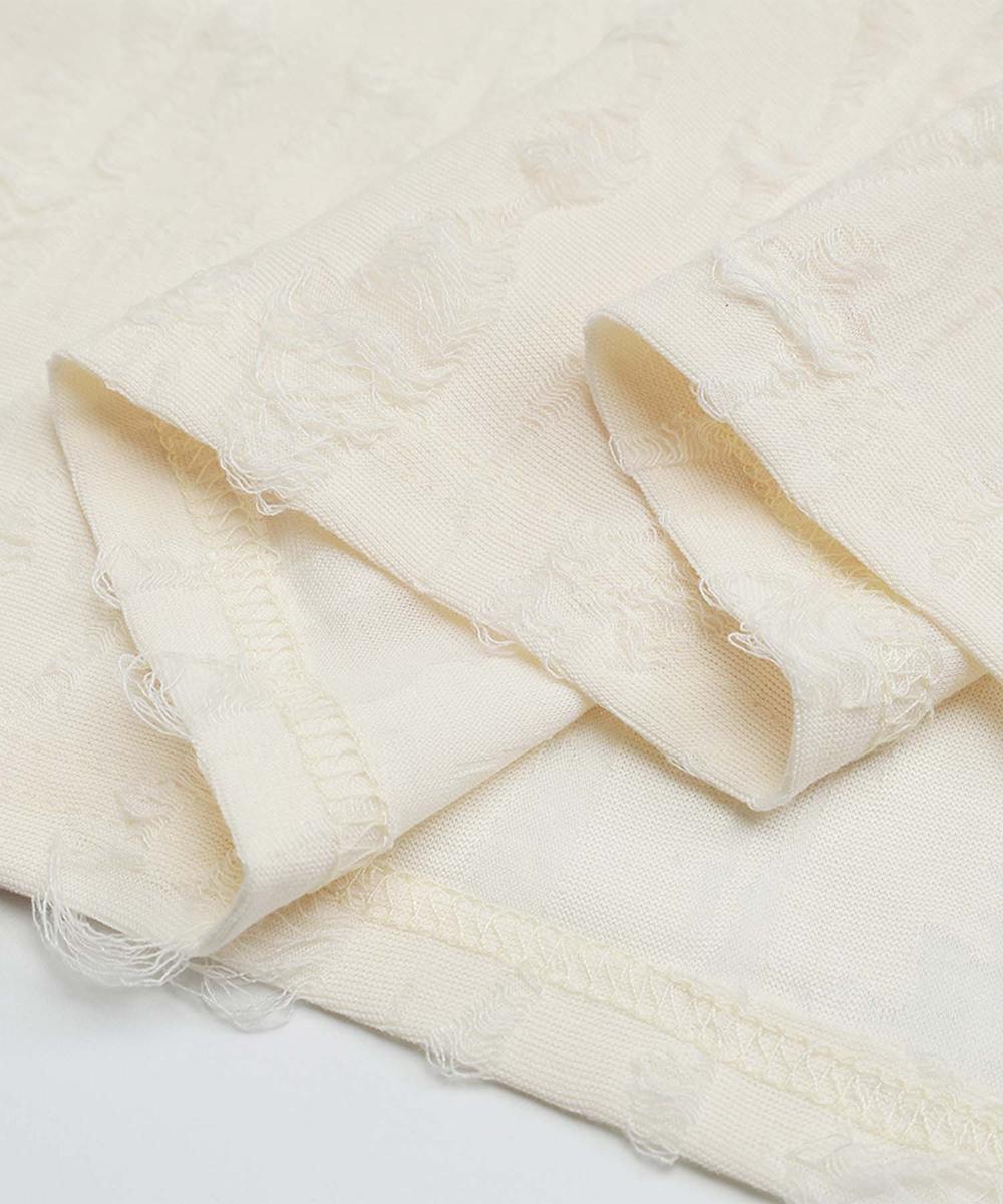 フック HOOK 【HOOK】for girls リボンプリントオープンショルダーダメージトップス (ベージュ) ベージュ