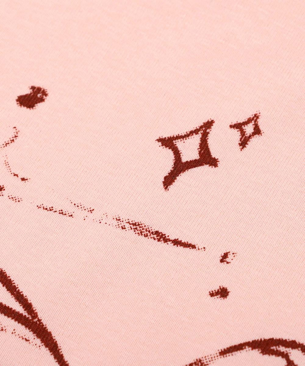 フック HOOK 【HOOK】for girls 裾シャーリングリボンプリント半袖TEE (ピンク) ピンク