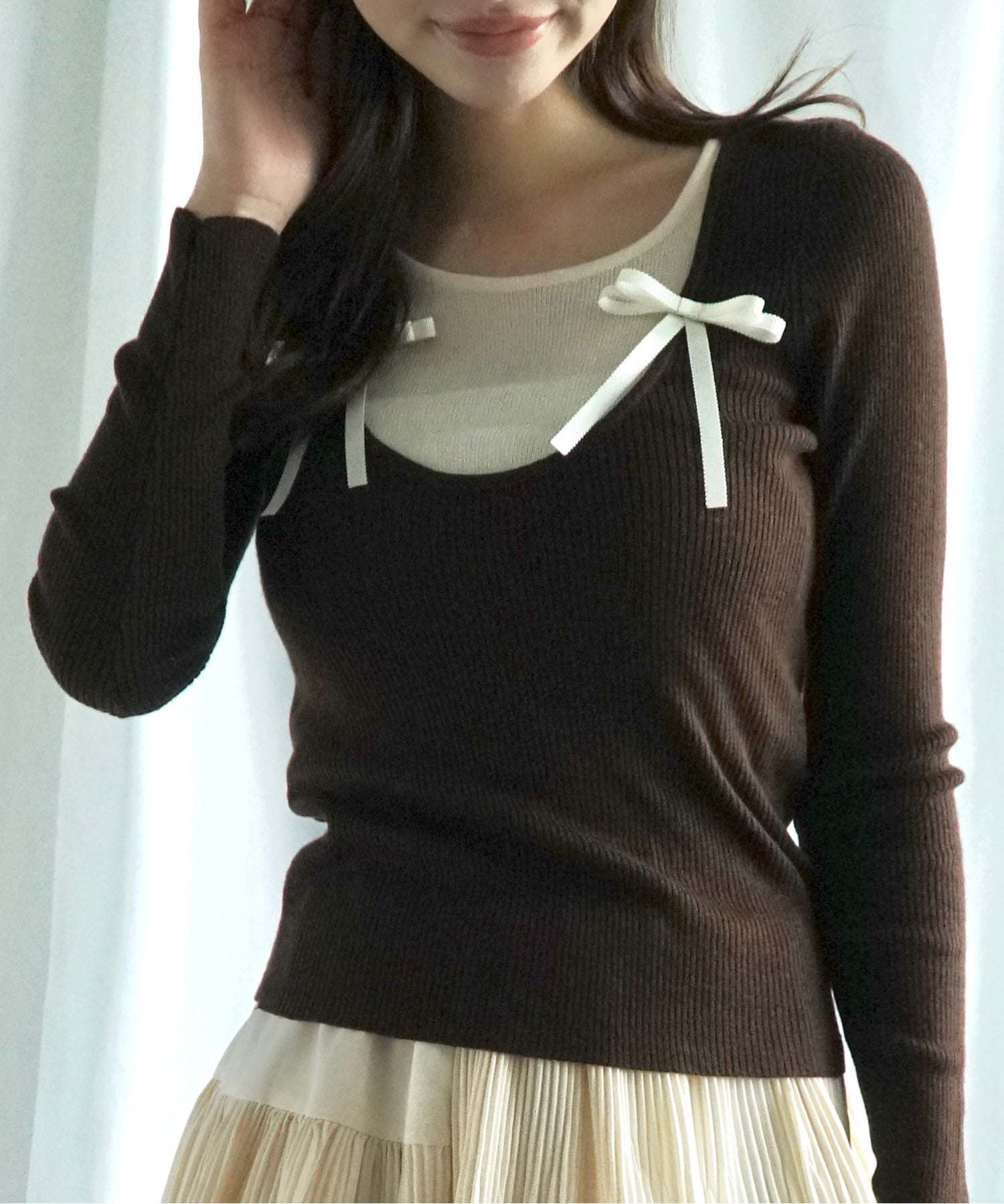 茉莉花大花茉莉 Jasmine Grandiflorum 【Jasmine】絲帶針織上衣